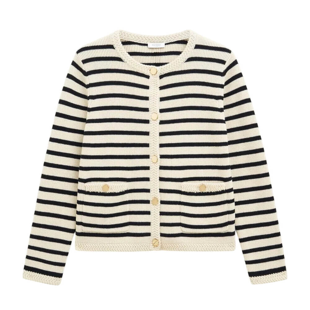 Hobbs London Simona Wool Blend Striped Knitted Jacket